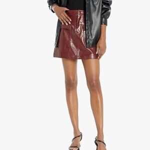 NWT Steve Madden Women's Devon, Cordovan, Faux Leather Skirt, 2
